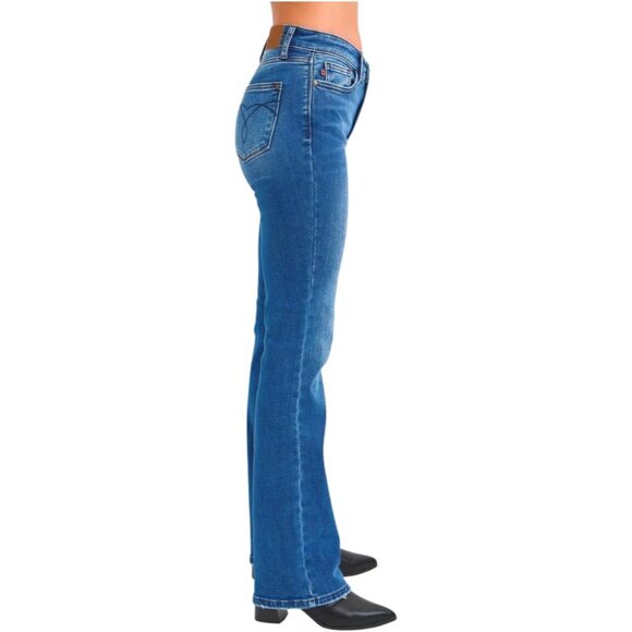 Mid Rise Bootcut Jeans Womens Thermal Lining Dark Wash Size 15 - Picture 4 of 5